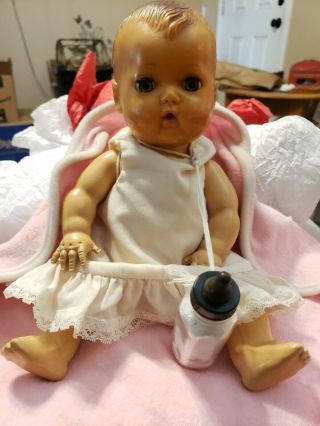 Vintage American Character Doll 10” Tiny Tears Baby 1950’s With Sleep Eyes