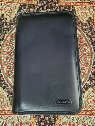 Vintage Coach Black Leather Zip Around Organizer Day Planner/wallet 7.  5 " × 5 "