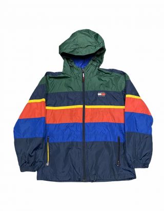Vintage 90s Tommy Hilfiger Multicolored Color Block Jacket Windbreaker