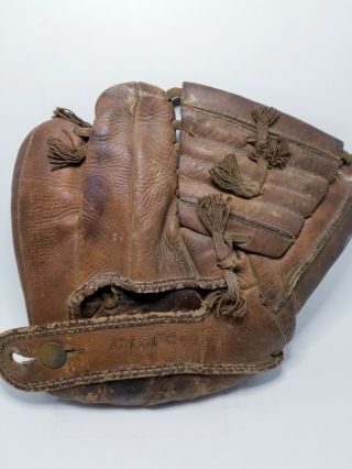 Vintage “the Ball Hawk”three Finger Leather Baseball Mitt/glove