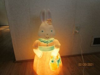 Vintage 1994 Carolina Enterprises Lighted Girl Easter Bunny Blowmold