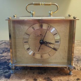 Vintage Lucien Piccard Heavy Brass Desk Clock - - Rare