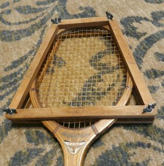 Antique Vintage Wright & Ditson Park Columbia Wood Tennis Racket & Head Cover
