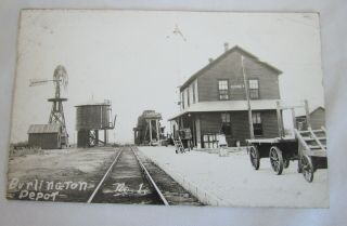 Vintage Rppc Real Photo Postcard Railroad Station Depot Sidney Il Burlington Rr