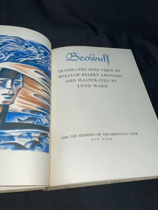 Beowulf 1939 Heritage Club William Ellery Leonard,  Illustrated by Lynd Ward 2