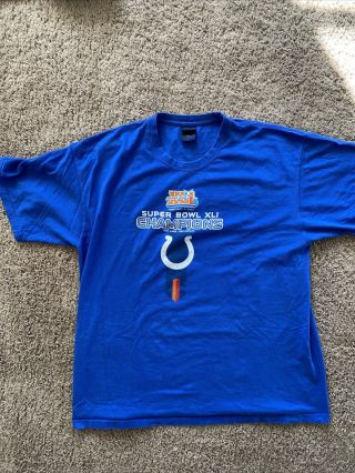 Blue Indianapolis Colts Bowl Xli Champs ‘07 Tee With Game Schedule - Xl