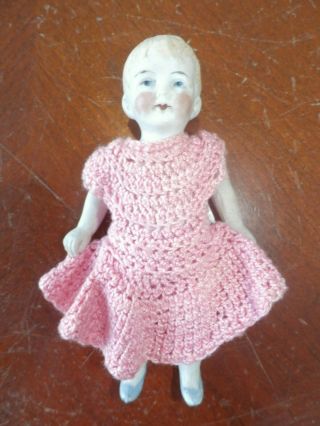 Vintage Antique Germany 2 Porcelain Bisque Jointed Body Baby Doll Figure Toy