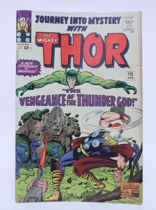 Vintage Marvel Comics Journey Into Mystery Comic Book Issue 115 Loki Origin