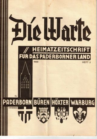 Kiepke,  Die Warte Heimat - Zeitschrift Paderborn Büren Höxter Warburg,  Nr.  2,  1933
