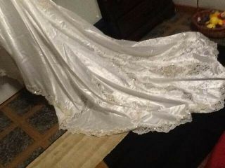 Vintage wedding dress Sz 10 lace,  satin,  beads 2