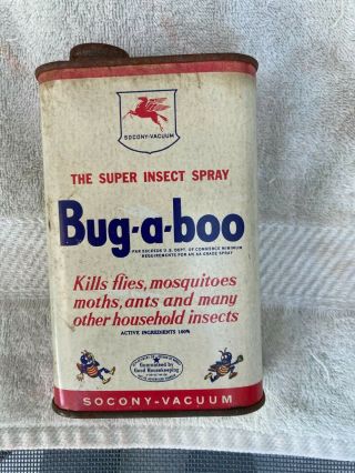 Vintage Socony Vacuum Oil Company Bug A Boo Insect Spray Can