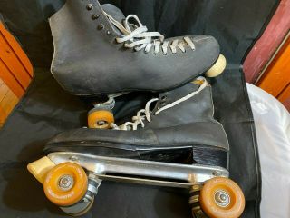 Vintage Black Chicago Mens Size 10 Roller Skates Reidell Boots Vanguard Wheels