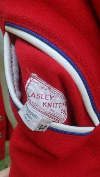 Lasley Knitting Co Vintage Letterman Jacket Size 40 MENS 1950s 60s Red Wool 2