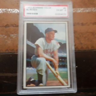 Vintage Baseball Card 1953 Bowman Color Al Rosen 8 Psa 6 Ex - Mt