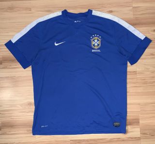 Nike Authentic Brazil Soccer Jersey Mens Xl Brasil National Team Blue Cbf Futbol