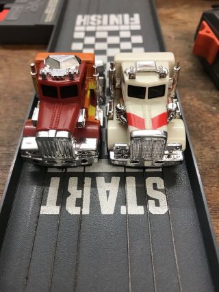 Vintage Ho Ideal Tcr Slotless Semi Trucks White And Red -,