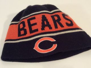 Nfl Chicago Bears Team Apparel Beanie Hat Cap W/ Blue Orange Embroidered Logo