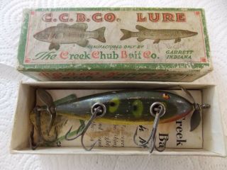 Vintage Fish Lure Frog Spot Creek Chub Bait Co.  Old Rare Injured Minnow