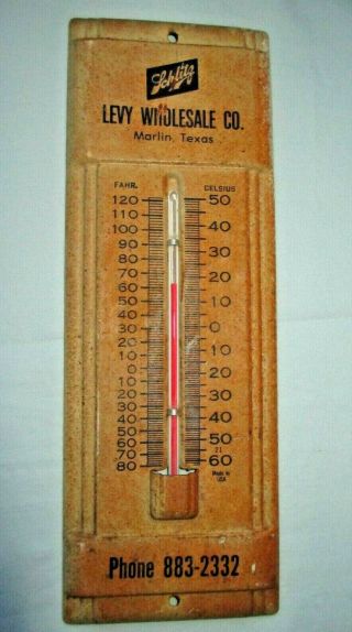 Vintage Rare Schlitz Beer Metal Thermometer Advertisement Levy Co 8 "