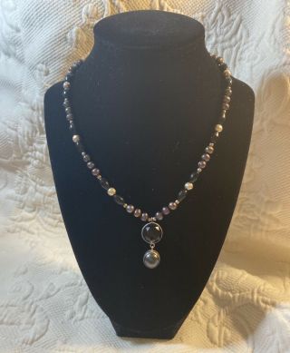 Avi Soffer Israel Vintage Sterling Silver Black Onyx Necklace