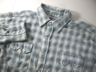 Vtg Rockmount Ranch Wear Mens Western Shirt L Blue Plaid Long Sleeve Snap Button
