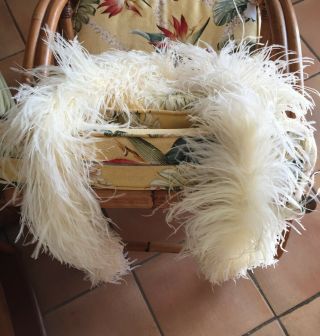 Vintage Ivory White Ostrich Feather Boa - Length Approx.  80 "
