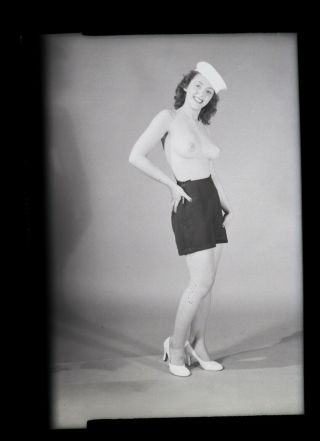 1950 Vintage Risque Negative Amatuer Navy Sailor Pinup Poses In Studio