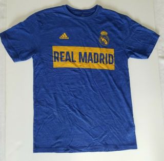 Real Madrid C.  F.  La Liga Adidas Tee Mens Sz Small Blue Titled Team Logo T - Shirt
