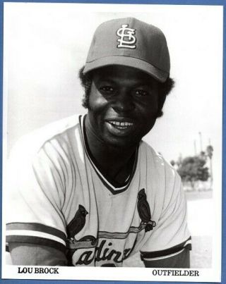 Lou Brock,  St.  Louis Cardinals Outfielder,  8 X 10 Glossy Black/white Photo Print