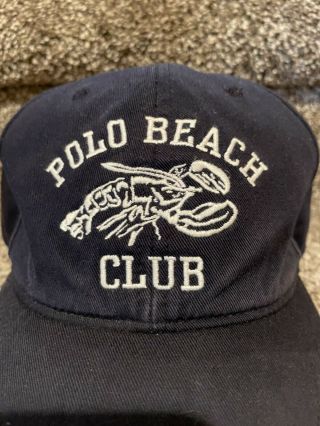 Vintage POLO RALPH LAUREN Beach Club Strapback Hat Cap Navy Blue Lobster 2