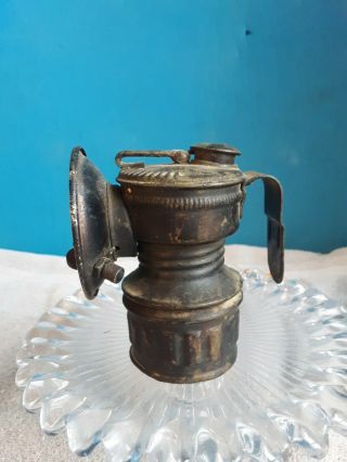 Vintage AUTO - LITE Brass Carbide Miner ' s Light Universal Lamp Co.  Mining Hat 2