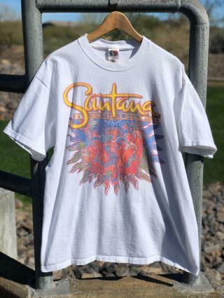 Vtg 2000 Fruit Of The Loom Santana Supernatural Tour Band Graphic T Shirt Xl