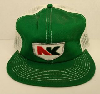 Vtg Feed Seed Hat Patch Snapback Mesh Trucker Cap K Brand Nk Northrup King Green