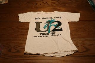 Vintage 1987 Tour U2 Joshua Tree Rome & Modena Italy T - Shirt Rare Find