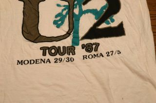 Vintage 1987 Tour U2 Joshua Tree ROME & MODENA ITALY T - Shirt RARE FIND 2