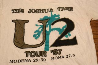 Vintage 1987 Tour U2 Joshua Tree ROME & MODENA ITALY T - Shirt RARE FIND 3