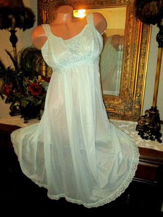 Vintage Vanity Fair Soft Nylon Nightgown Semi Sheer Size 38 Green Lingerie