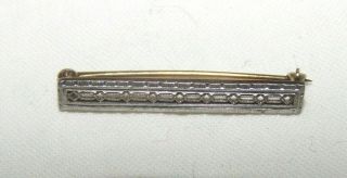 Victorian Antique 14k White Yellow Gold Bar Pin Filigree Design C Clasp