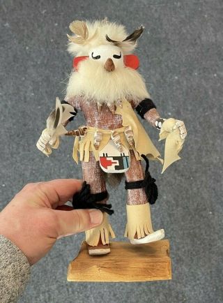 Vintage Signed Leo Barber " Mockingbird " Native American Kachina Doll Figure.  11 "
