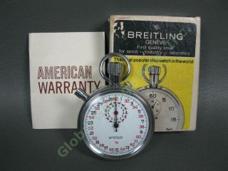 Vintage Breitling Wakmann 1/10 Swiss Pocket Stop Watch 318 Box