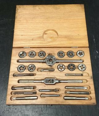 Vintage Blue - Point Tools 24 Piece Tap & Die Set In Wooden Case Td2400a