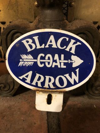 Vintage Black Arrow Coal Metal License Plate Topper Gas Oil