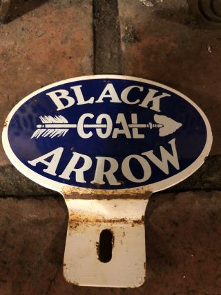Vintage Black Arrow Coal Metal License Plate Topper Gas Oil 2