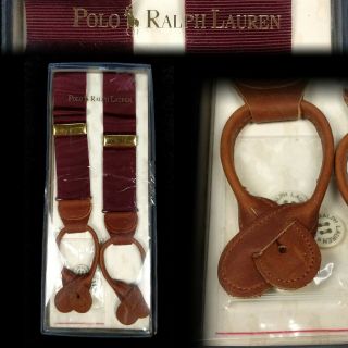 Vintage Polo Ralph Lauren Made In Usa Suspenders Button Braces