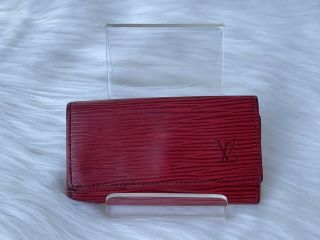 Vintage Louis Vuitton Red Epi Leather 4 Key Holder Card Case Wallet