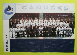 2002/03 Vancouver Canucks 8x10 Team Photo & Schedule Naslund Sedin 