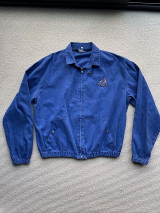 Vtg Polo Ralph Lauren 1987 Anniversary Cross Flags Full Zip Jacket Size L Blue