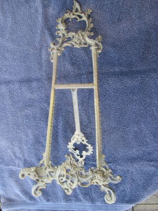 Vintage Ornate Solid Brass Table Top 20 Inch Tall Picture Or Book Easel