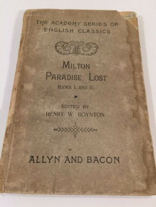 Milton Paradise Lost Books I And Ii - 1897 Academy Series Of English Classics
