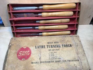 Vintage Shopsmith Wood Turning Chisels 5 Piece Set 171 - 1x Gouges Parting Tools
